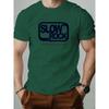 Men's T Shirt Slowrockk Pattern Printed Summer Fashion Leisure Breathable Men Round Neck T-shirt High Quality Men's Clothing