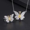 Micro Inlaid Clavicle Chain Yellow Crystal Zircon Butterfly Earrings Necklace Gold Pendant Ring