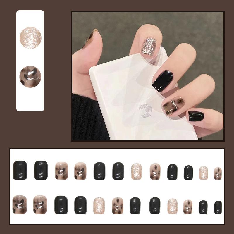 2025 Newest 24Pcs/Set Nail Art French Fake Nails Set With Glue Abs Plastic - Simple Short Nail Stickers