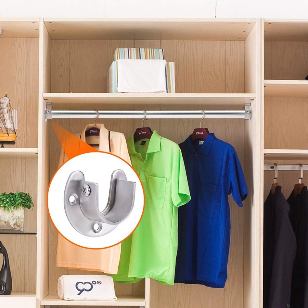 Heavy Duty Wardrobe Bracket U-Shaped Closet Rod End Support Rod Socket Flange Rod Holder Rod Holder