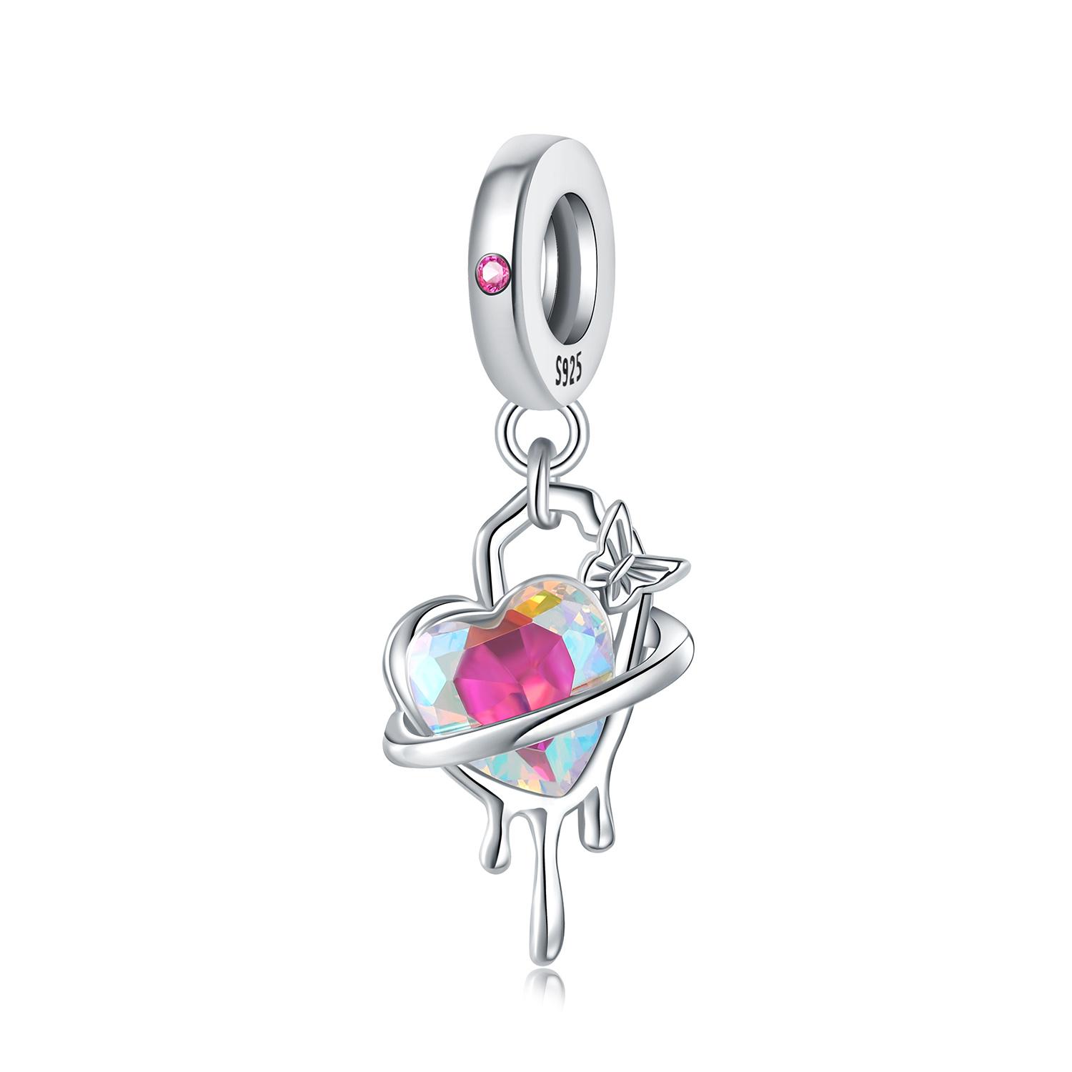 

Bead Components Copper Metal Charm Bead Components Authentic Original Liquid Heart Glass Butterfly Pendant Bead Component Bead Components Compatible