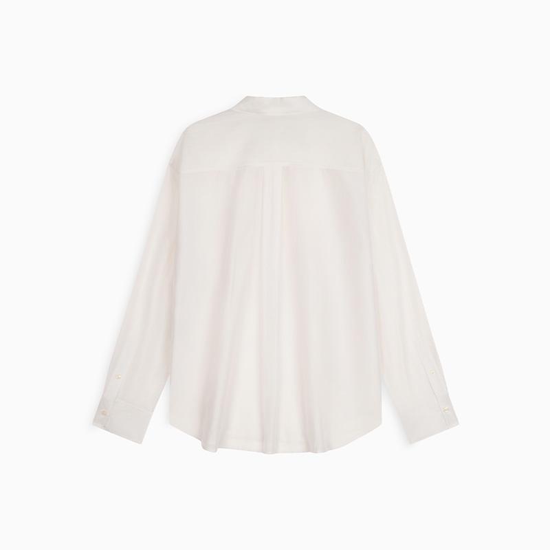 Calvin Klein Business Casual Minimalist Embroidered Lyocell Blend Draped Long Sleeve Shirt Women shirts 47F145G