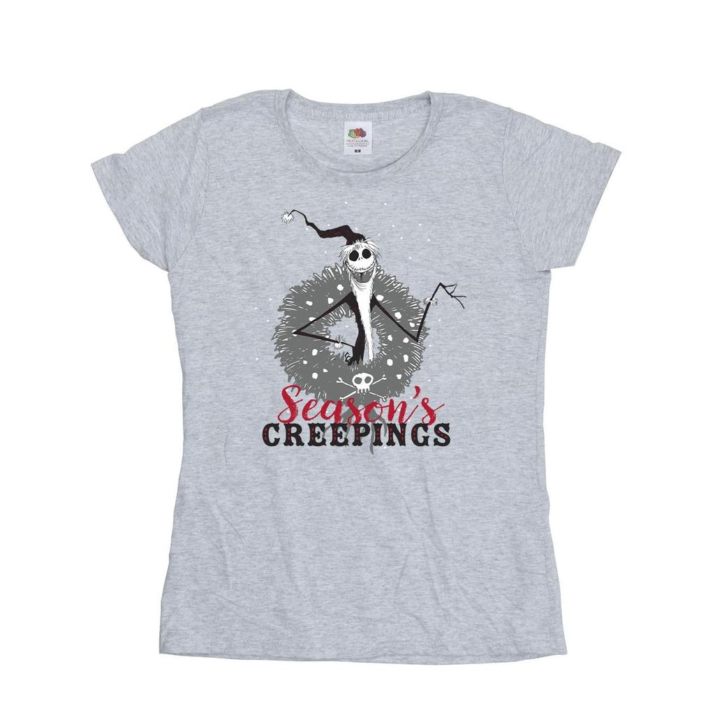 Disney Womens/Ladies The Nightmare Before Christmas Seasons Creepings Wreath Cotton T-Shirt