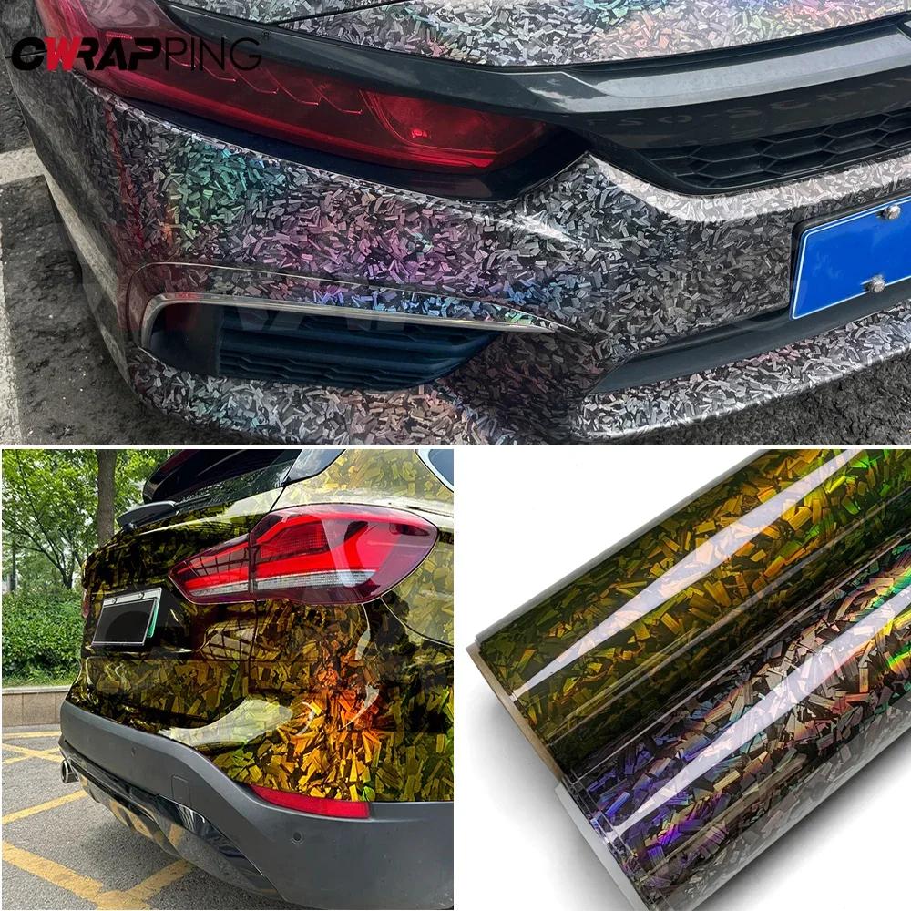 Laser Carbon Fiber Vinyl Auto Tuning Car Stickers Glossy Forged Motorcycle Stickers Rainbow Carbon Covers for Car Accessories