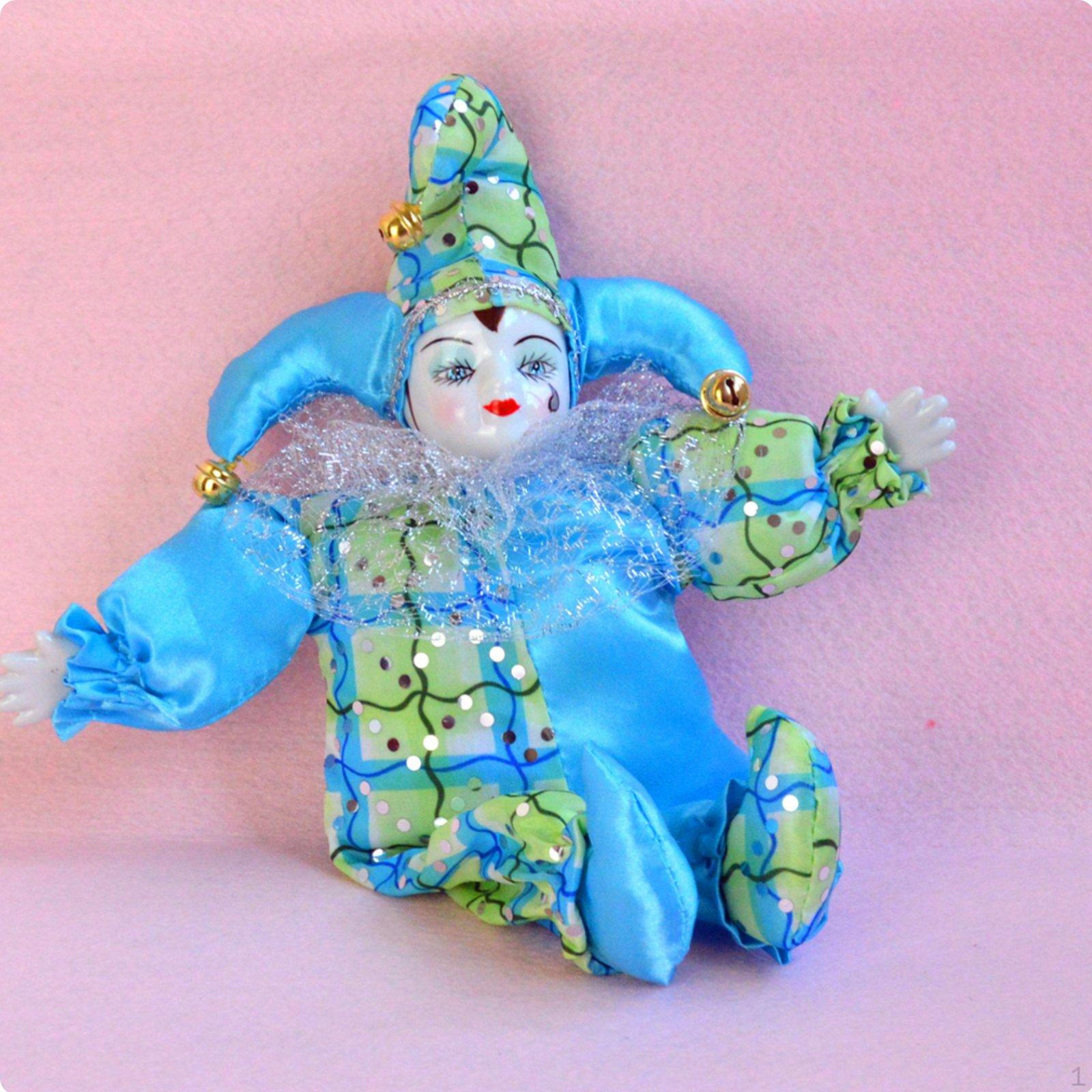 Handmade Fool Figurine Handcrafted Vintage Doll Collectible Sitting Clown Ornament for