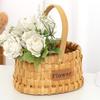 Fashionable Handheld Bamboos Baskets Portable Arrangement Containers for Flowers Garden Decoration and Bridals Accessory