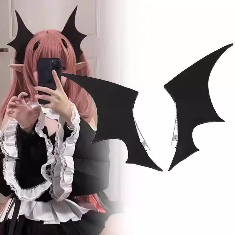 Halloween Black Bat Devil Wings Side Hairclip Gothic Hairpin Festival Hair Accessories for Women Costume Party Cosplay Hairpins