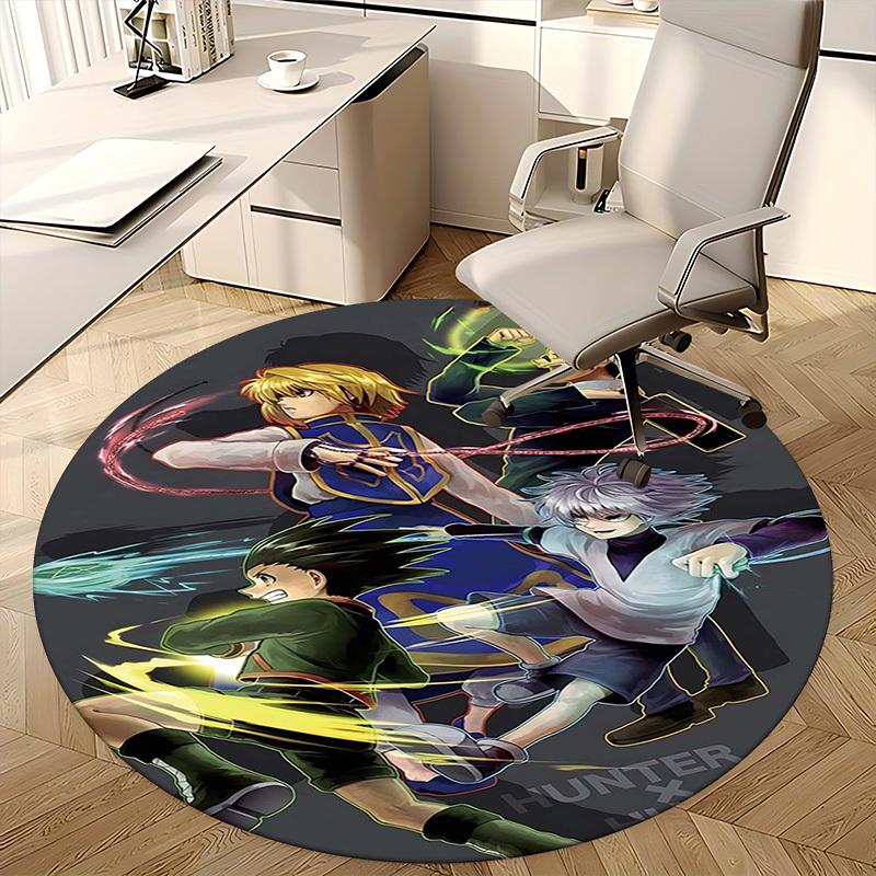 1 stuks Hunter x Hunter Anime Cartoon Design Rond Tapijt - Kantoorstoelmat, Antislip Tapijt voor Huisdecoratie, Woonkamer, Slaapkamer, Speelkamer, Slaapzaal, Fes
