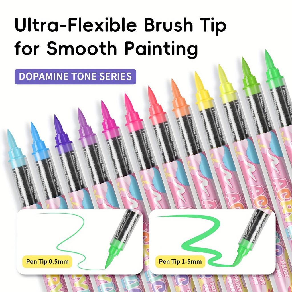 Zestaw markerów akrylowych w kolorach makaroników, na bazie wody, z automatycznym systemem kontroli atramentu, markery artystyczne w pisakach dla dorosłych i dzieci, prezent świąteczny