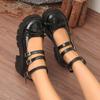 Fashion Retro Mary Jane Single Shoes 2025 New Spring Autumn Black Chunky Heeled Women's Shoes Ankle Belt Buckle Round Toe Pumps Loafers