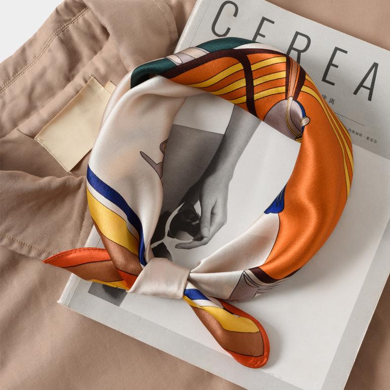 Silk Spring and Summer Silk Scarves, Seven-color Scarves, Small Necker Scarves, Digital Printed Silk Scarves, Small Square Scarves