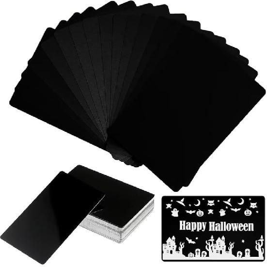 50pcs/Set 0.4mm thickness Aluminum Metal Business Cards DIY Engraving Card Home Office Supplies Aluminum Blank Laser Blanks for Engraving(Mixed