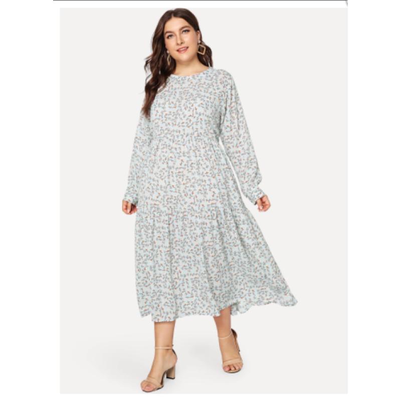 Tooxika Autumn New Women's Clothing Large Size Floral Dress Women's Long Sleeve Loose Bottoming Skirt