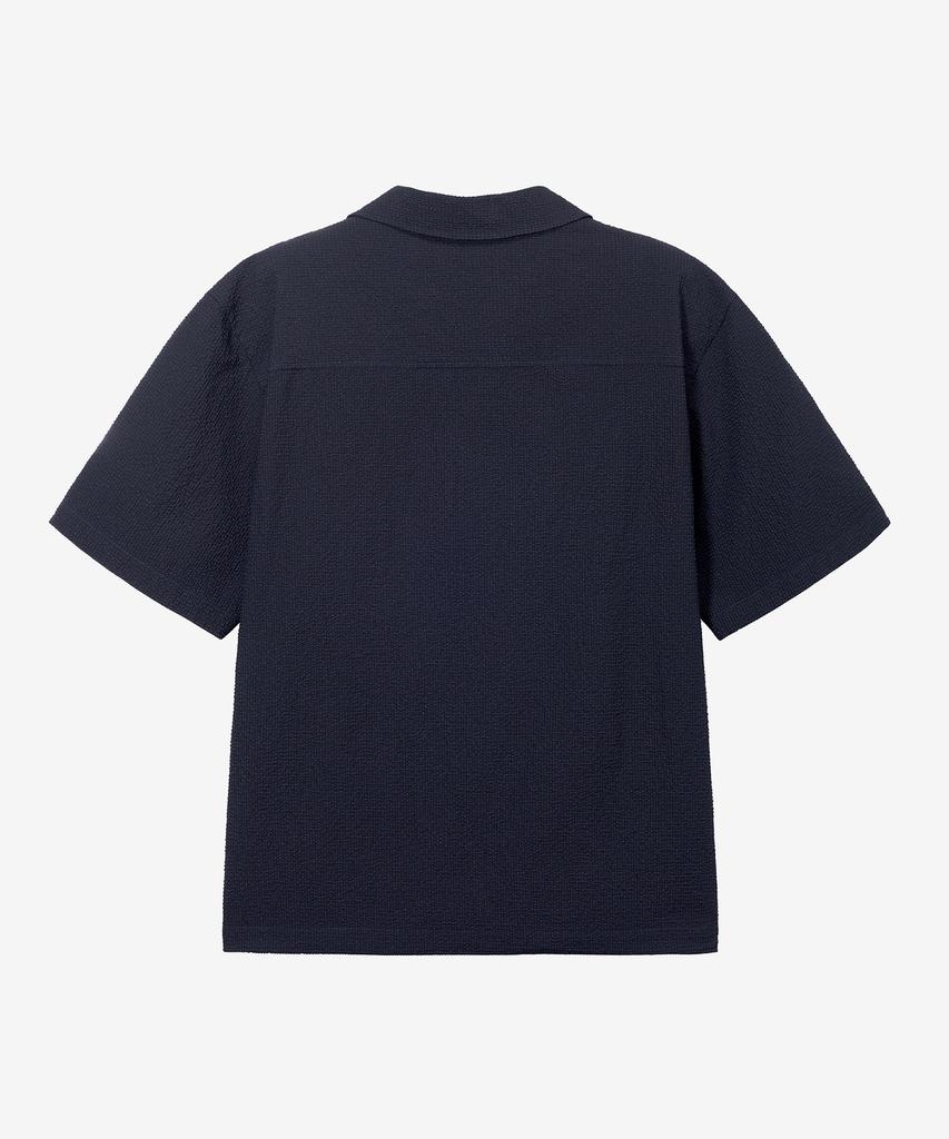 MINDBRIDGE [Air Cool] Two-Tone Seersker Pullover Semi-Overfit Short Sleeve Shirt - 2 Colors