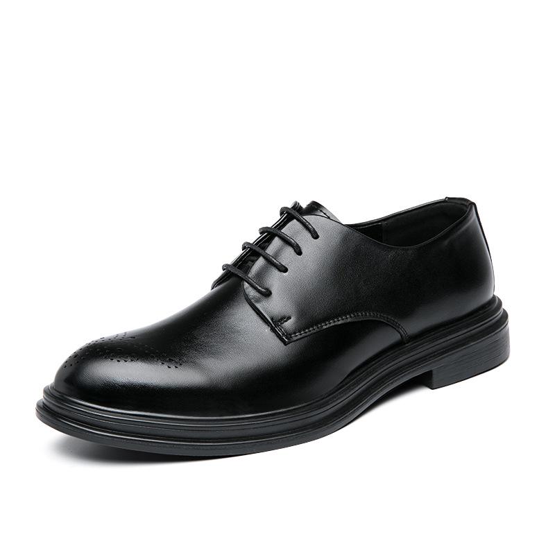 2025 Men s British Brogue Leather Shoes: Autumn Formal & Casual Black Style 40 чёрный
