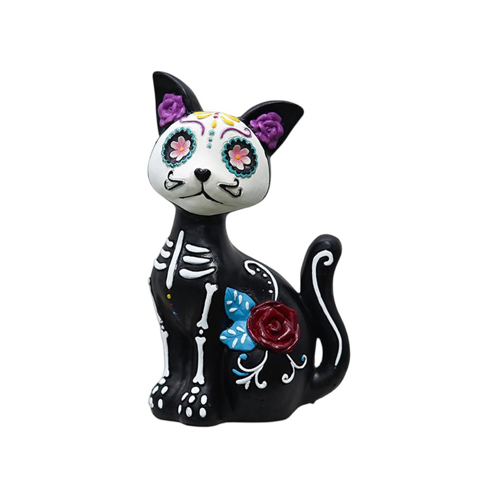 Halloween Cat Dog Home Desktop Haunted House Atmosphere Holiday Decoration Resin Statue Animal Ornaments