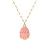 AENSOA Bunte Emaille Ostereier Anhänger Halsketten für Frauen Guilloche Medaillon Ei Strassstein Charm Halskette Gold Farbe Schmuck