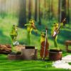 Garden Frog Ornament Outdoor Frog Decoration Resin Musical Instrument Frog Figurine Sculpture for Indoor Outdoor Garden Decor