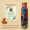 Embracing Rainy Delight Meena Print Copper Water Bottle Set | Handcrafted Tamba Bottle with 2 Glasses | Premium Copper Water Bottle