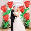 1-5pcs 91cm Giant Red Rose Foil Balloons, Valentines Day Rose Flower Shape Balloons For Wedding Anniversary Background Decor
