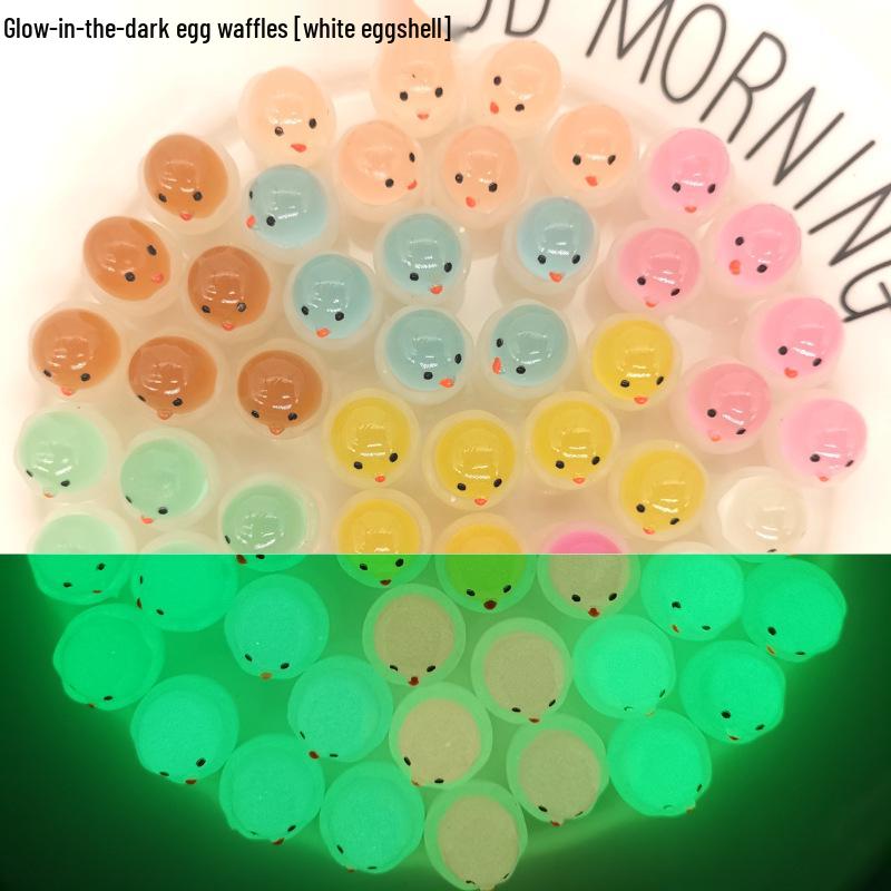 Mini Luminous Egg Waffle Resin Ornament - Cute Handmade DIY Decoration.