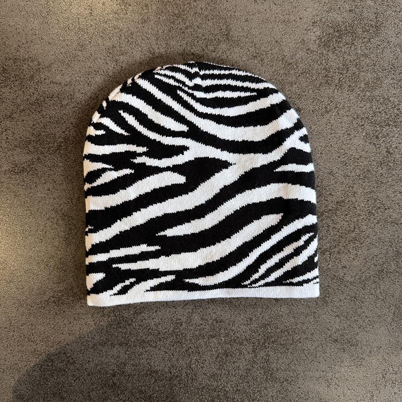 Modern Zebra Knit Cap With High Top Style For Men And Women Warmth And Trendy Autumn Winter Accessory