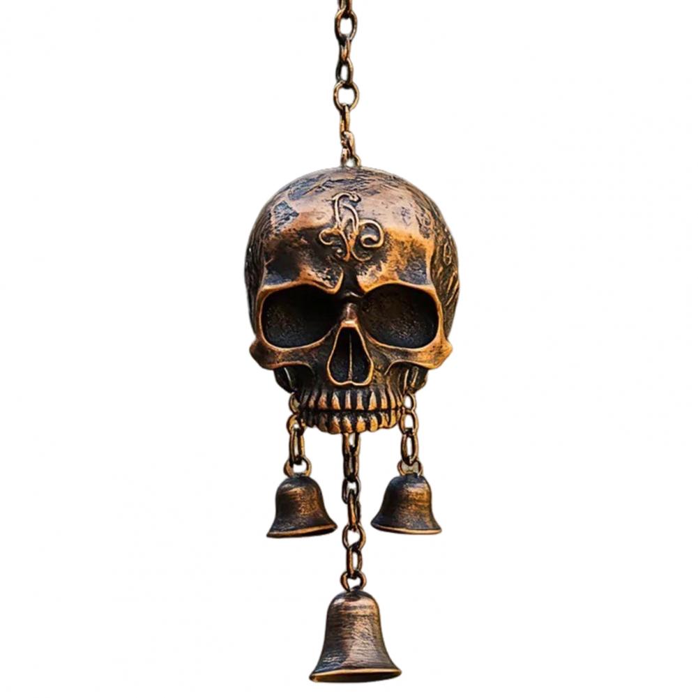 Outdoor Skull Decor Dark Theme Wind Chime Vintage Skull Wind Chime for Indoor Outdoor Garden Patio Metal Hanging Bell Halloween