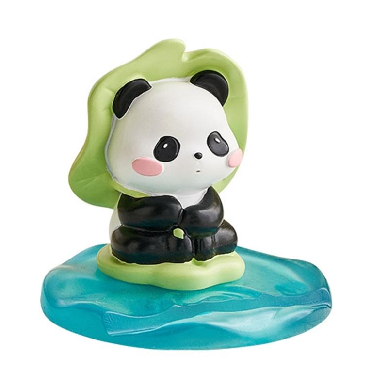 

Cartoon Panda Figurine Phone Stand Flat Bottom Desk Ornament Resins Animal Sculpture Tablet Stand Bracket Decoration 1