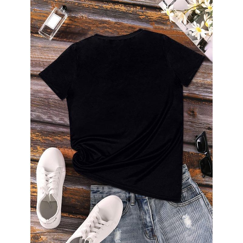 Womens Wolf All Over Print T Shirt Breathable Round Neck Short Sleeve Casual Fashion Top