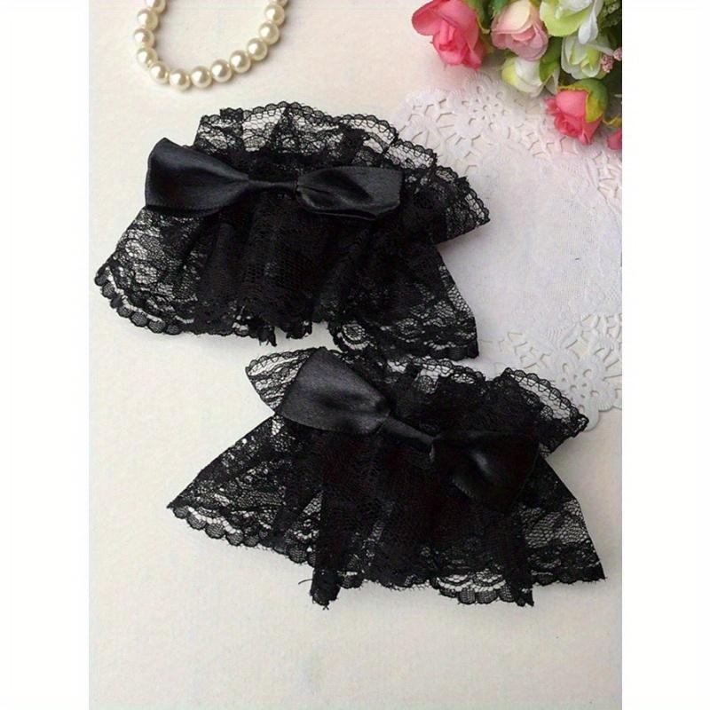 Lolita College Style Schleifenhandschuhe Spitzenärmel mit Blumenmuster Valentinstag Valentins