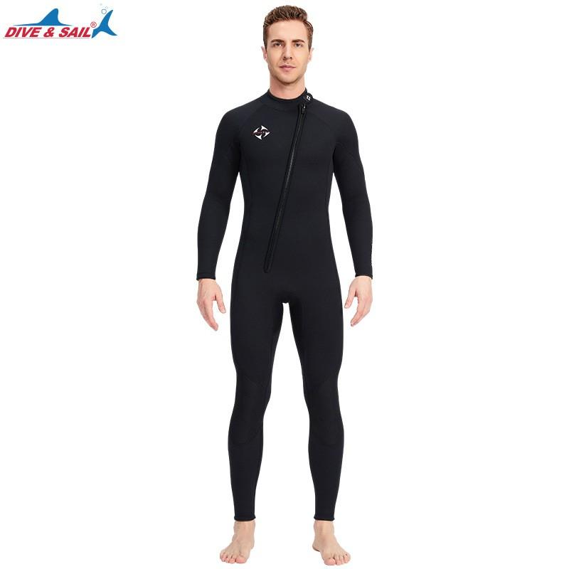 3mm Diving Suit Men s One-piece Warm Surfing Women s Long Sleeve Protection Swimsuit Pants L