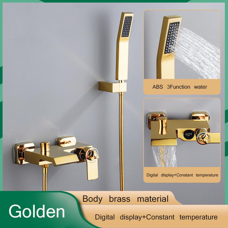 Łazienka bateria prysznicowa chromowany cyfrowy wyświetlacz deszczownica bateria wannowa do montażu na ścianie bateria wannowo-prysznicowa z kranu łazienka bateria prysznicowa