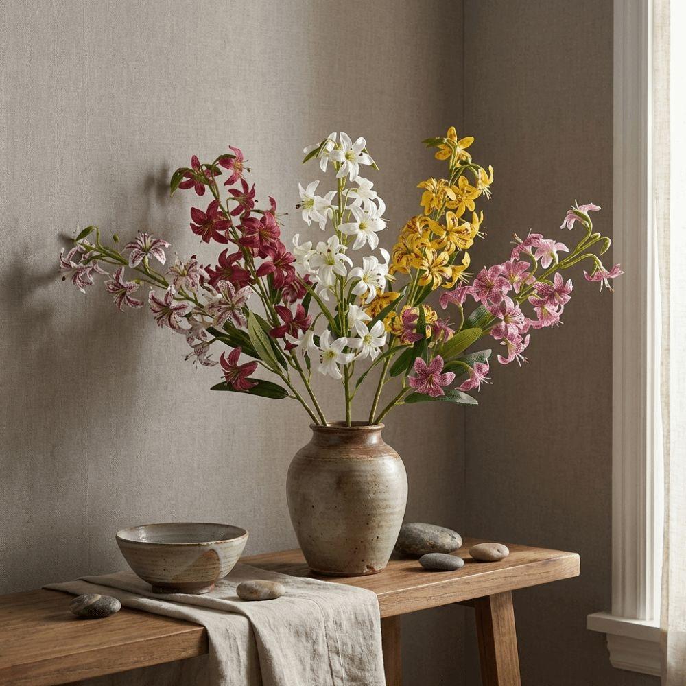 Plastic Artificial Flower Branch Realistic Simulation Silk Flower Living Room Table