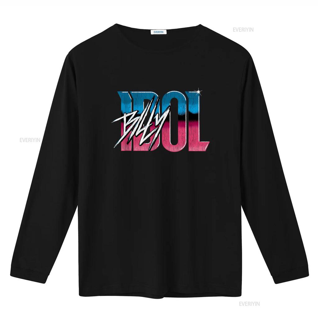 Billy Idol Name Gradient Music T Shirt for Fashion Streetwear Vintage Washed Breathable Graphic Designer Clothes Unisex