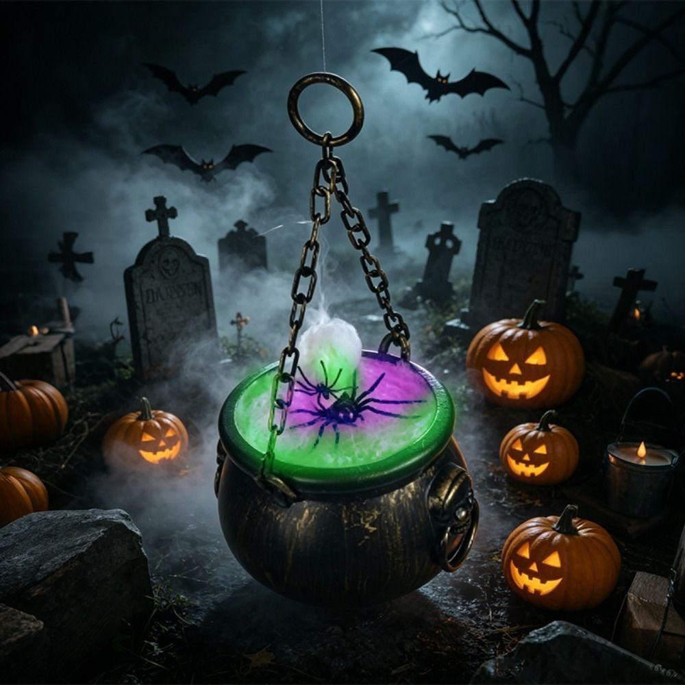Black Witch Cauldron Mystical Lighted Cauldron Decor Table Centerpiece  Home