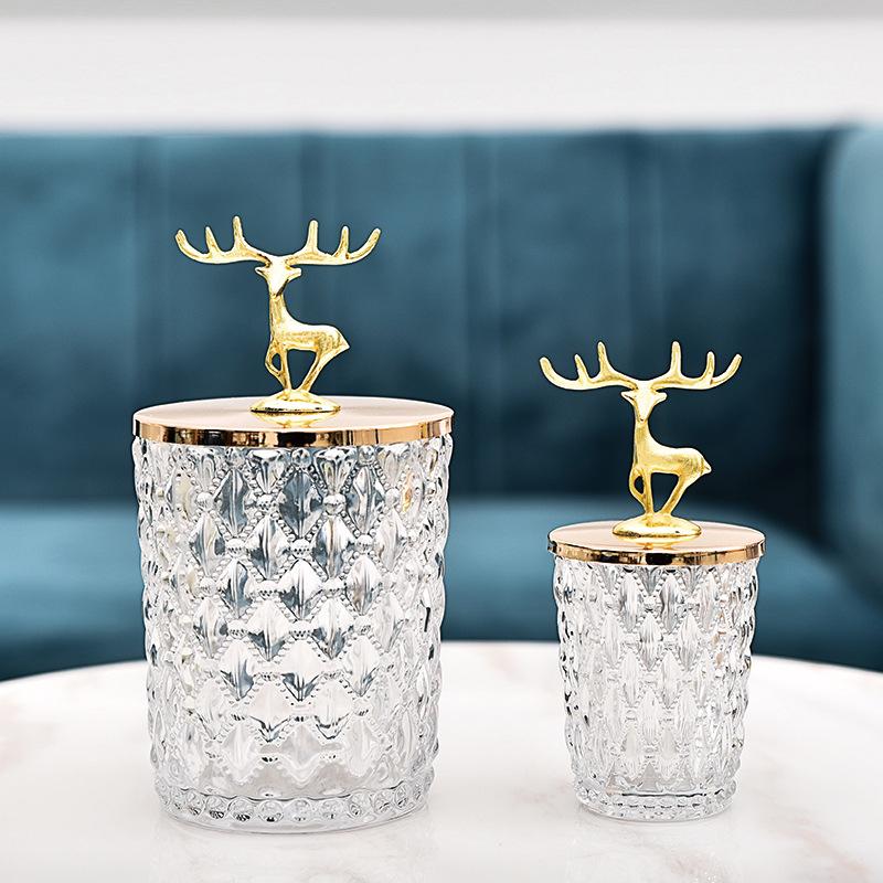 Modern Crystal Glass Ornaments: Golden Deer Decoration for Coffee Table