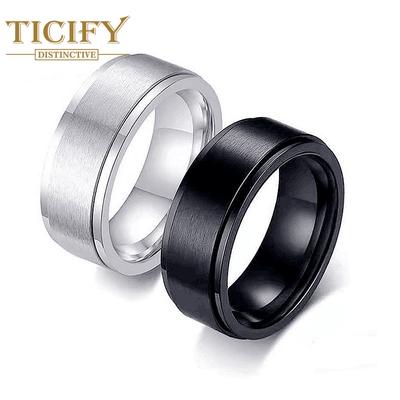 Neues Produkt, drehbarer Titan-Stahlring, europäischer und amerikanischer Herren-Edelstahl-Drehring, schwarz