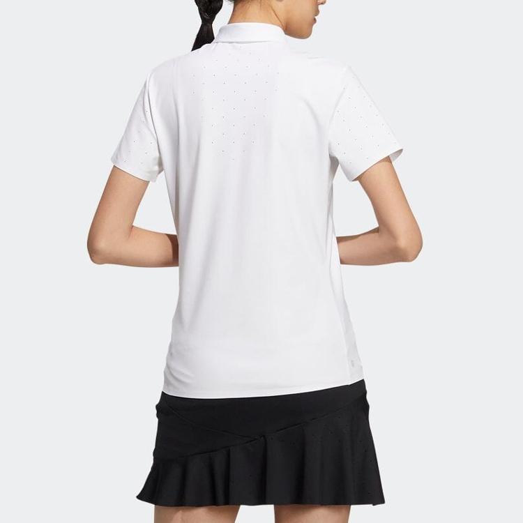 Adidas Solid Color Pullover Short Sleeve Polo Shirt Women tops White HT0002