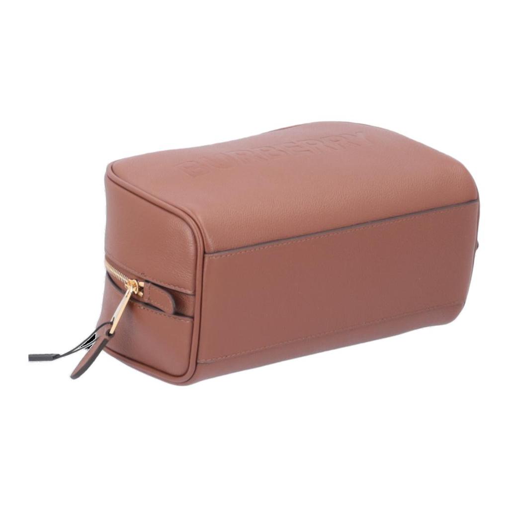 Burberry Logo Zip Leather Clutch Women Clutch Brown 80613641