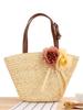 New Pastoral Straw Bag: Handmade Wheat Straw, Single Shoulder, Solid Color, Floral Design for Women
