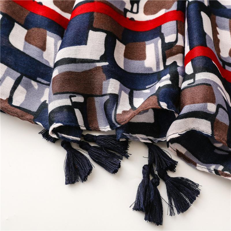 Rectangular Shawl Scarf, Trendy Printed Beach Scarf, Fashionable Sunshade Scarf, Outdoor Soft Large Handkerchief, All Season Warm Tassel Scarf