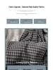 High-Waisted Fleece-Lined Plaid Wide-Leg Pants for Women, 150 Petite, Slimming Casual Autumn/Winter Wear