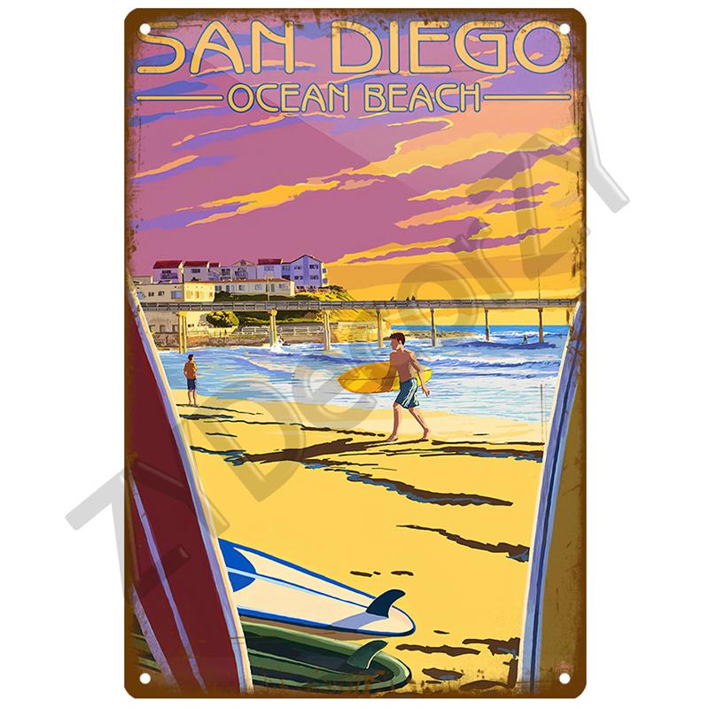 Hawaii Beach Tin Sign Poster Vintage Wall Poster Metal Sign Decorative Wall Plate Kitchen Plaque Metal Vintage Decor Accessories