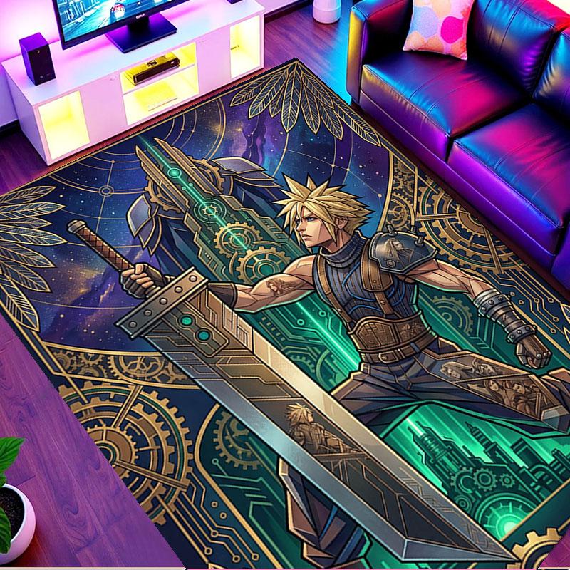 Final Fantasy Print Rug, Washable Floor Carpet, For Entryway Dorm Laundry Room Office Study, Home Decor Birthday Christmas Gift