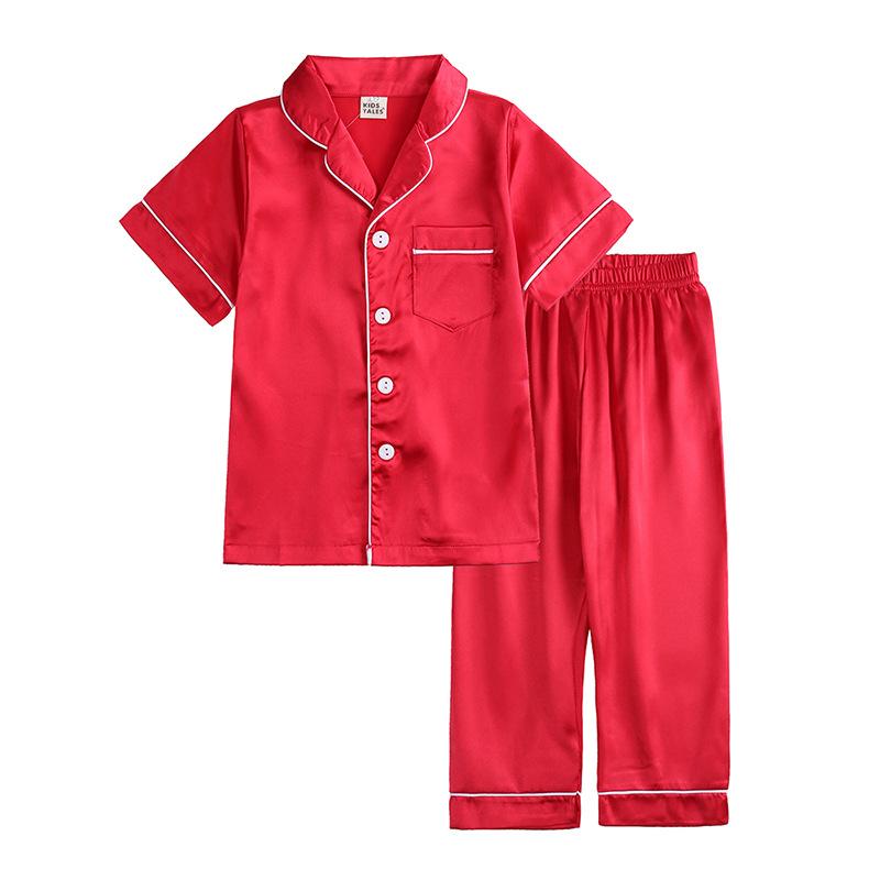 Summer Children's Imitation Silk Homewear Boys' and Girls' Silk Baby Ice Silk Pajama Set