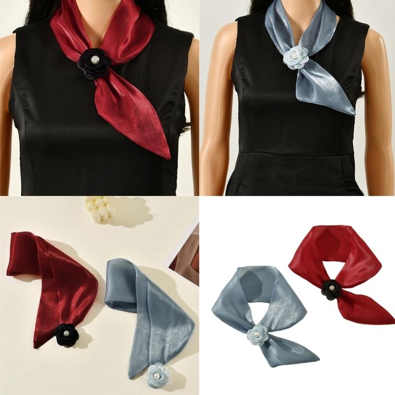 Adjustable Flower Neckerchief Removable Soft Touches Polyester Neck Wrap for Daily Wear Or Occasion
