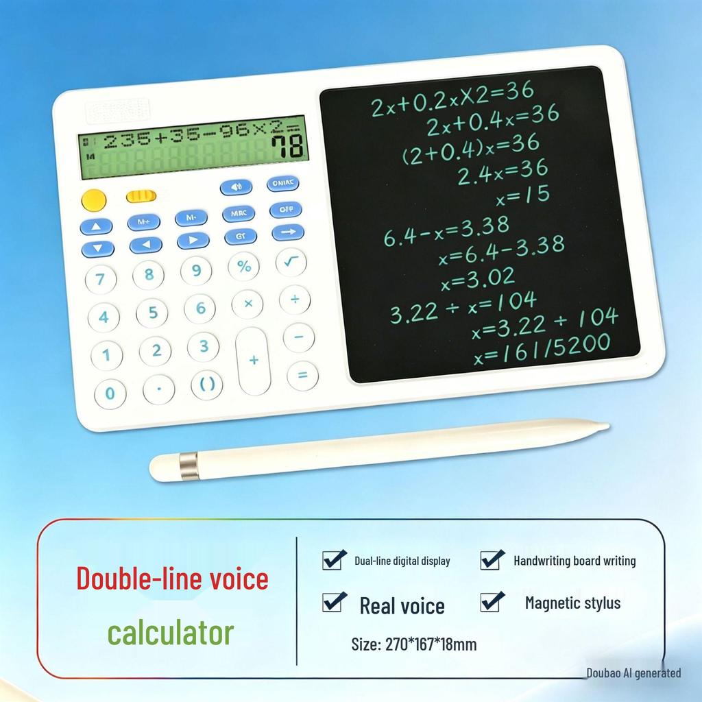 High-Brightness XL Screen Desktop Calculator with Writing Pad