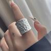 925 Sterling Silver Rings For Women Geometric Fine Jewelry Finger Adjustable Simple Wide Dots Ring For Party Birthday Gift