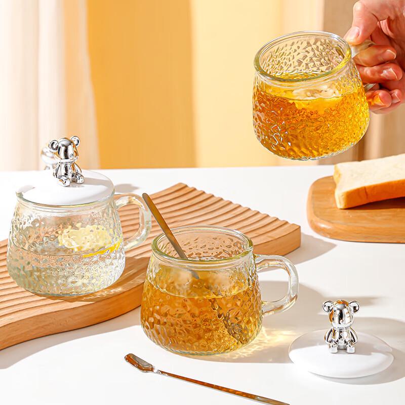 

Кружка стеклянная Tianyan мишка мультяшный с ручкой