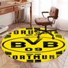 Alfombra Redonda Impresa Borussia Dortmund Alfombra para Silla Alfombra de Área Felpudos para Entrada, para Silla de Oficina Sala de Estar Dormitorio Cocina.